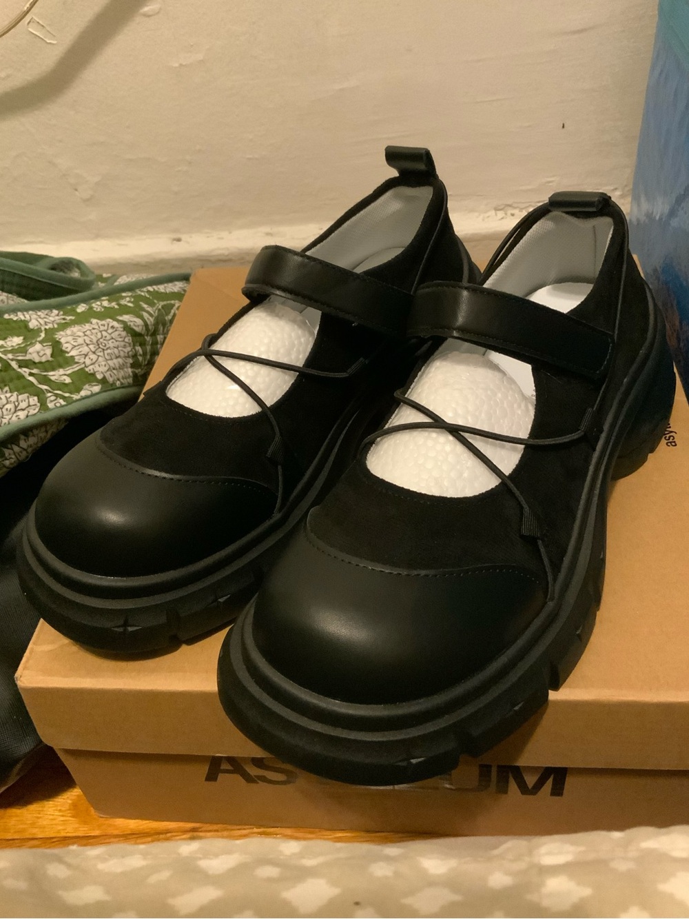 Black Mary Jane Platform Flats with Strap